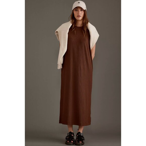 10. Varley Kayla Sleeveless Jersey Midi Dress Brown $168 NWT Small - Picture 1 of 6